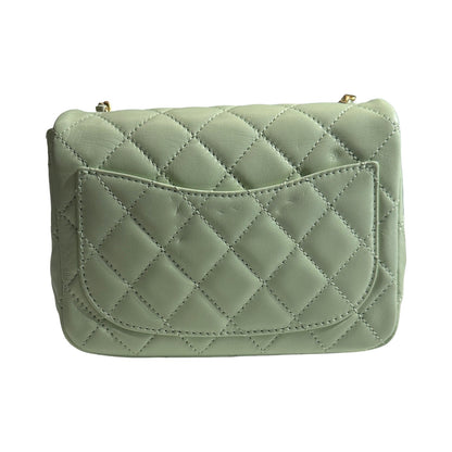 Brand New CHANEL Matelasse Quilted Mini Matelasse Mini Bag Light Green GHW