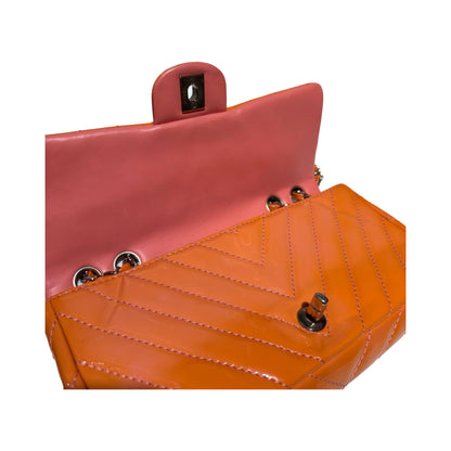 V-Shape Patent leather  Two Way Shoulder Bag [101816]