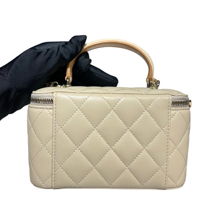 CHANEL BEIGE GHW VANITY WITH HANDLE [3000689]