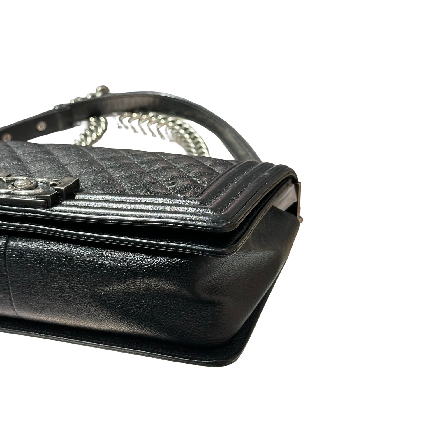CHANEL LE BOY 25 BLACK CAVIAR PHW [3000597]