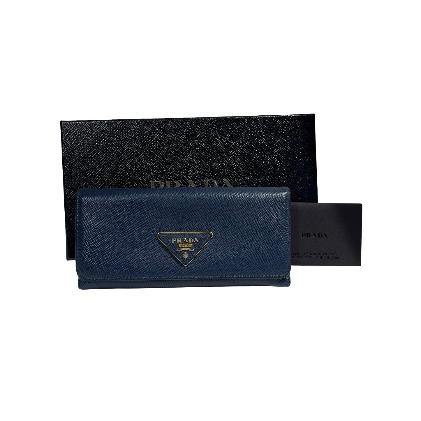 PRADA LONG WALLET BLUE GHW [3001093]