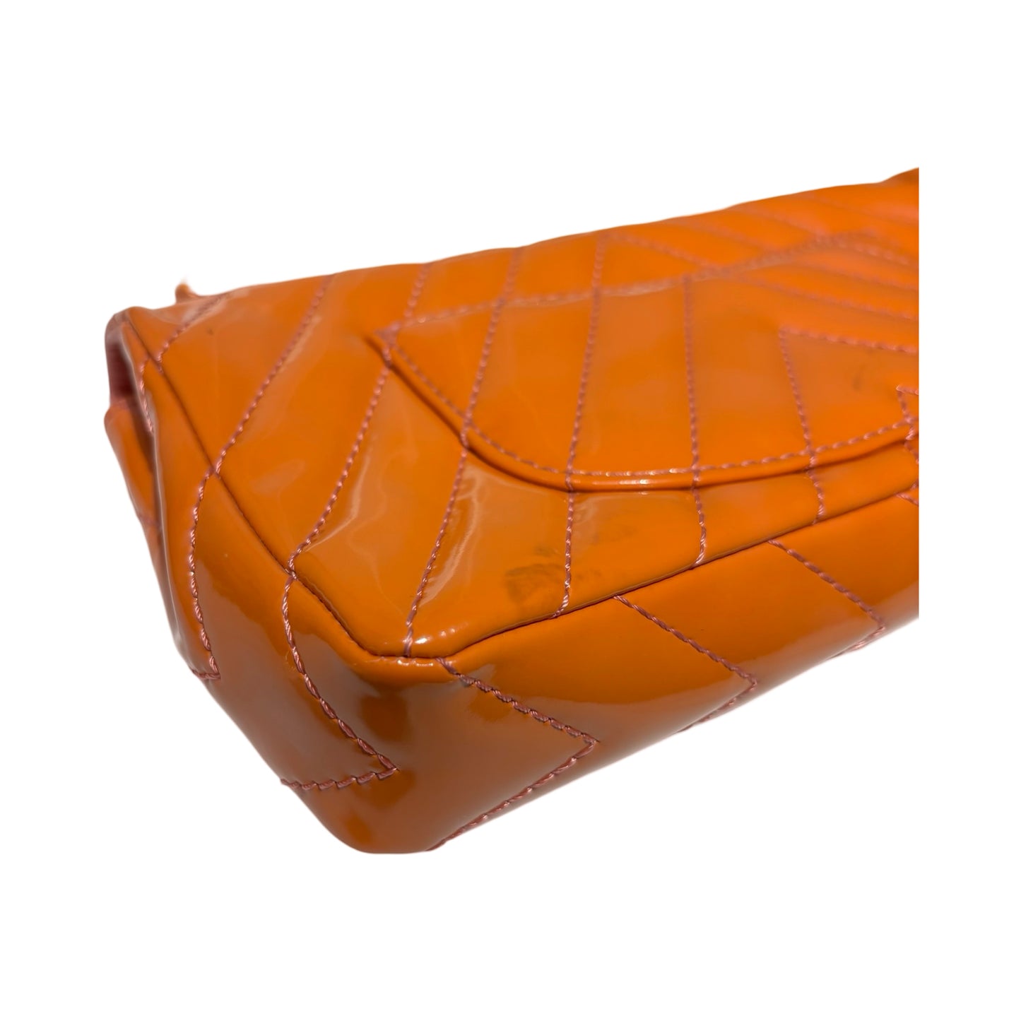 V-Shape Patent leather  Two Way Shoulder Bag [101816]