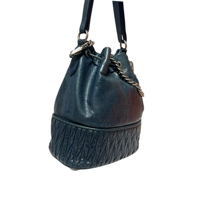 Calfskin LUX BUCKET PETROL Two Way Shoulder Bag [101339]