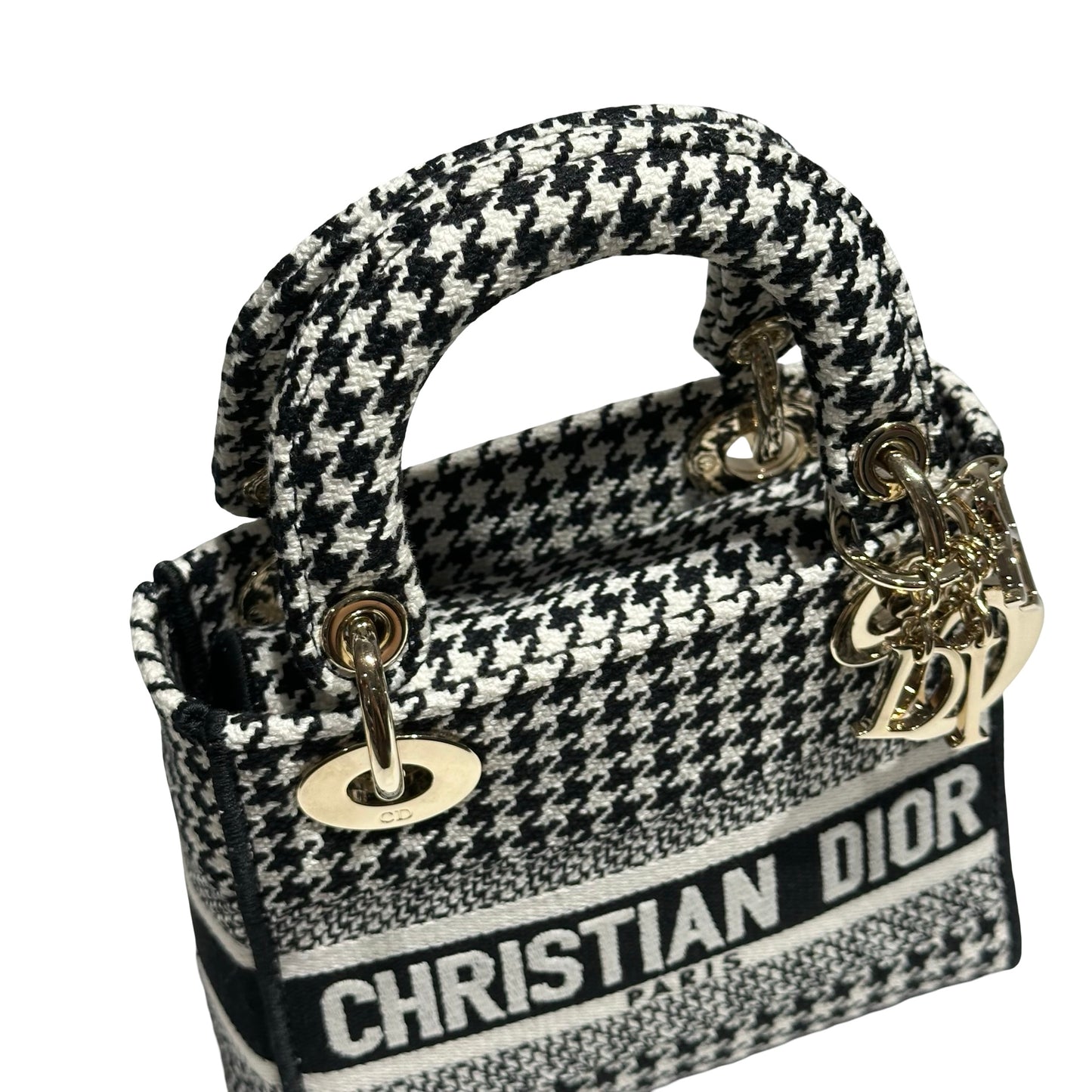 DIOR MINI LADY D-LITE CANVAS HOUNDSTOOTH GHW [3000161]