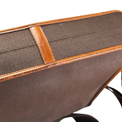 Used HERMES Canvas Leather Barda Shoulder Bag Brown