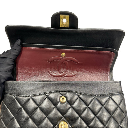 Used Chanel Calfskin Leather CF 25 Shoulder Bag Black GHW