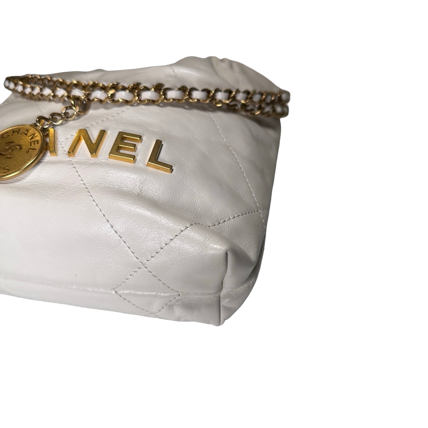 Chanel Quilted Calfskin Chanel 22 Shoulder Bag White GHW