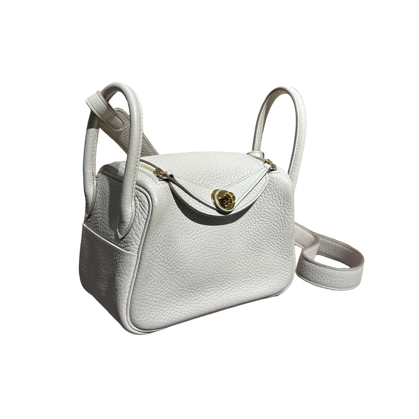 Used Hermès Mini Lindy Cross Body Bag White GHW