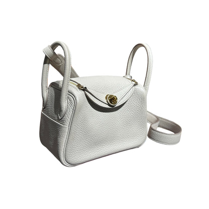 Used Hermès Mini Lindy Cross Body Bag White GHW