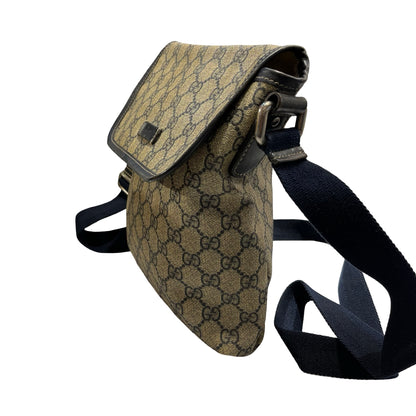 Used GUCCI Canvas Cross Body Bag Beige Navy