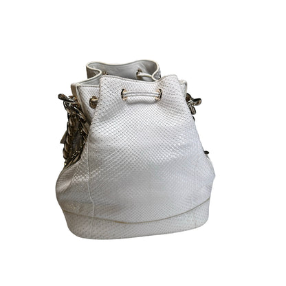 Used CHRISTIAN DIOR Python Bucket Bag Bucket Bag White GHW
