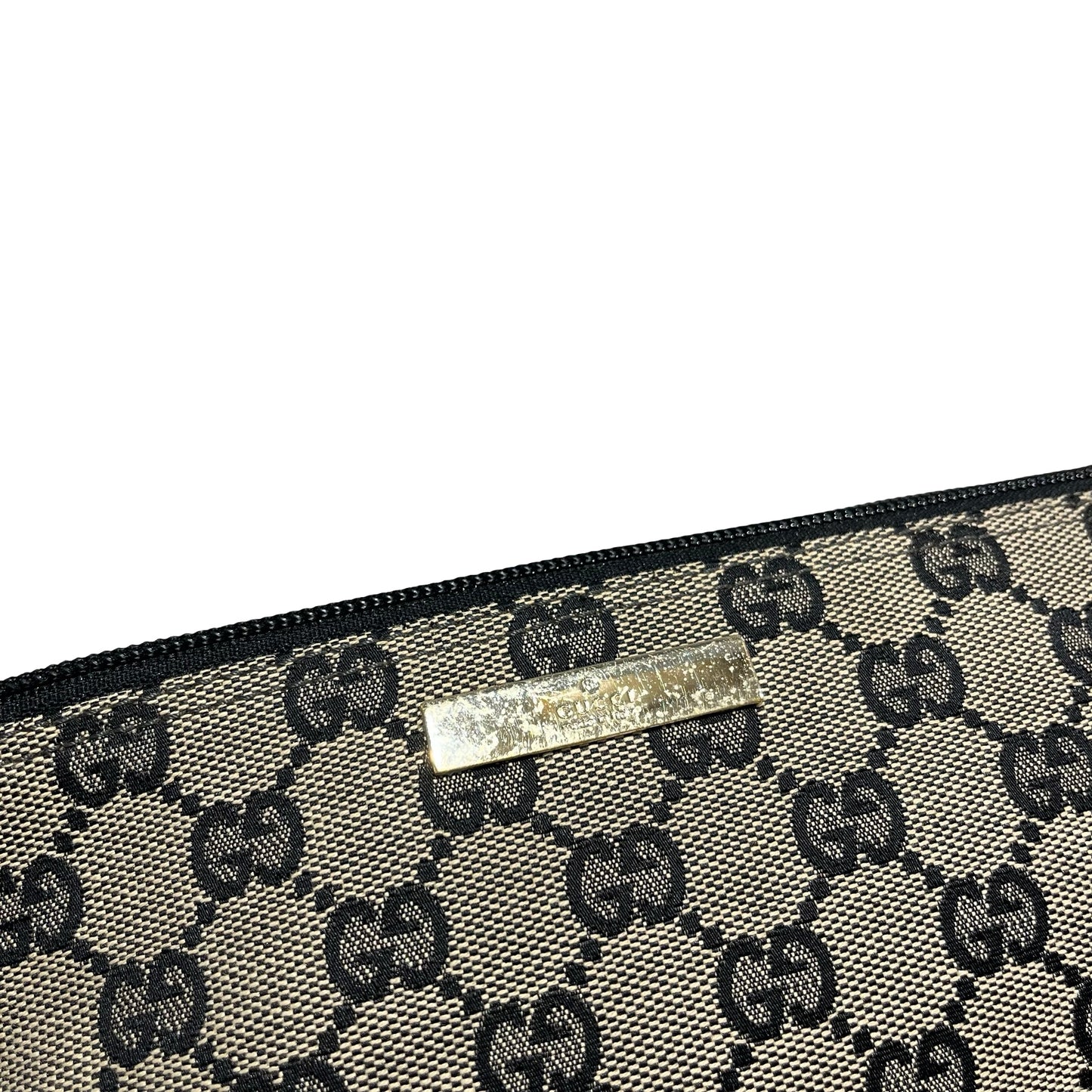 Used GUCCI GG Canvas Pochette Handbag Beige Red