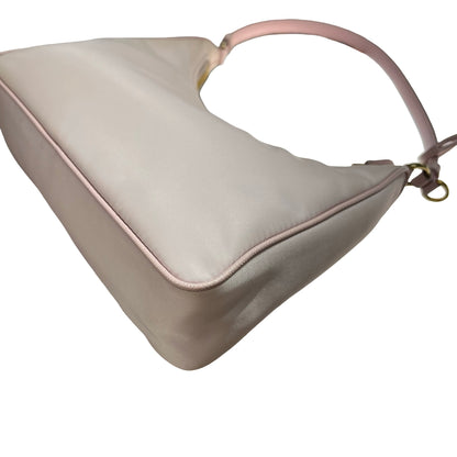 Used PRADA Nylon Calfskin Leather Re-Edition Shoulder Bag Pink GHW