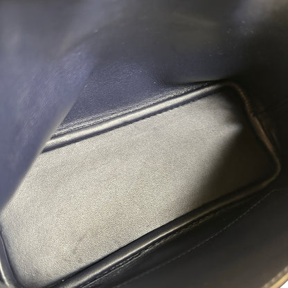 Used HERMES Leather Bolide Handbag Navy PHW