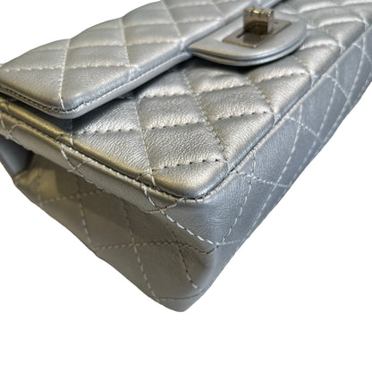 Used CHANEL Quilted Calfskin Mini 2.55 Chain Shoulder Bag Silver