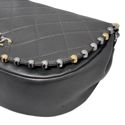 Used CHANEL Metallic Bubble Flap Bag Cross body bag Dark Grey