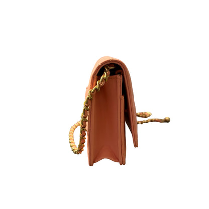 Used CHANEL WOC with Gold Ball Cross Body Bag Orange GHW