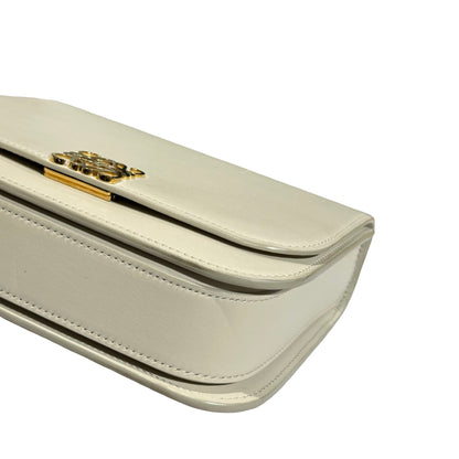 Used LOEWE Calfskin Leather Cross Body Bag White GHW