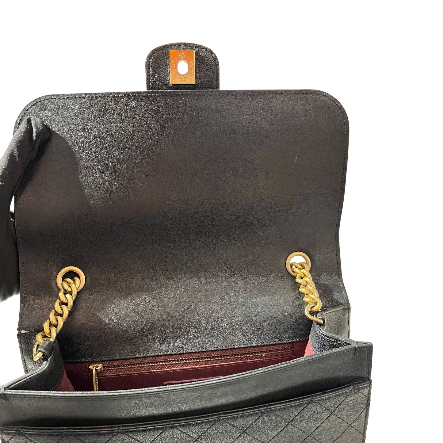 Used CHANEL Calfskin Leather Cross Body Cross Body Bag Black