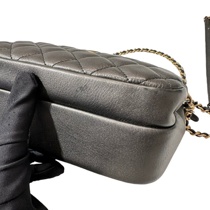 Used Chanel Calfskin Leather Camera Shoulder Bag Black GHW