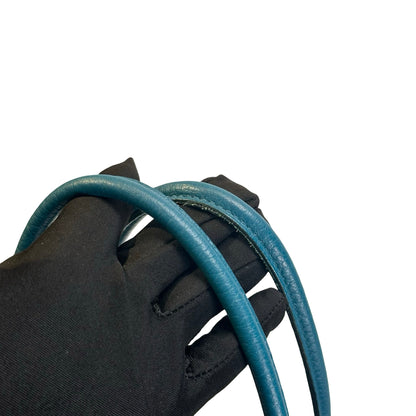 Used HERMES Leather Silver hardware Garden Party Tote Bag Blue Phe