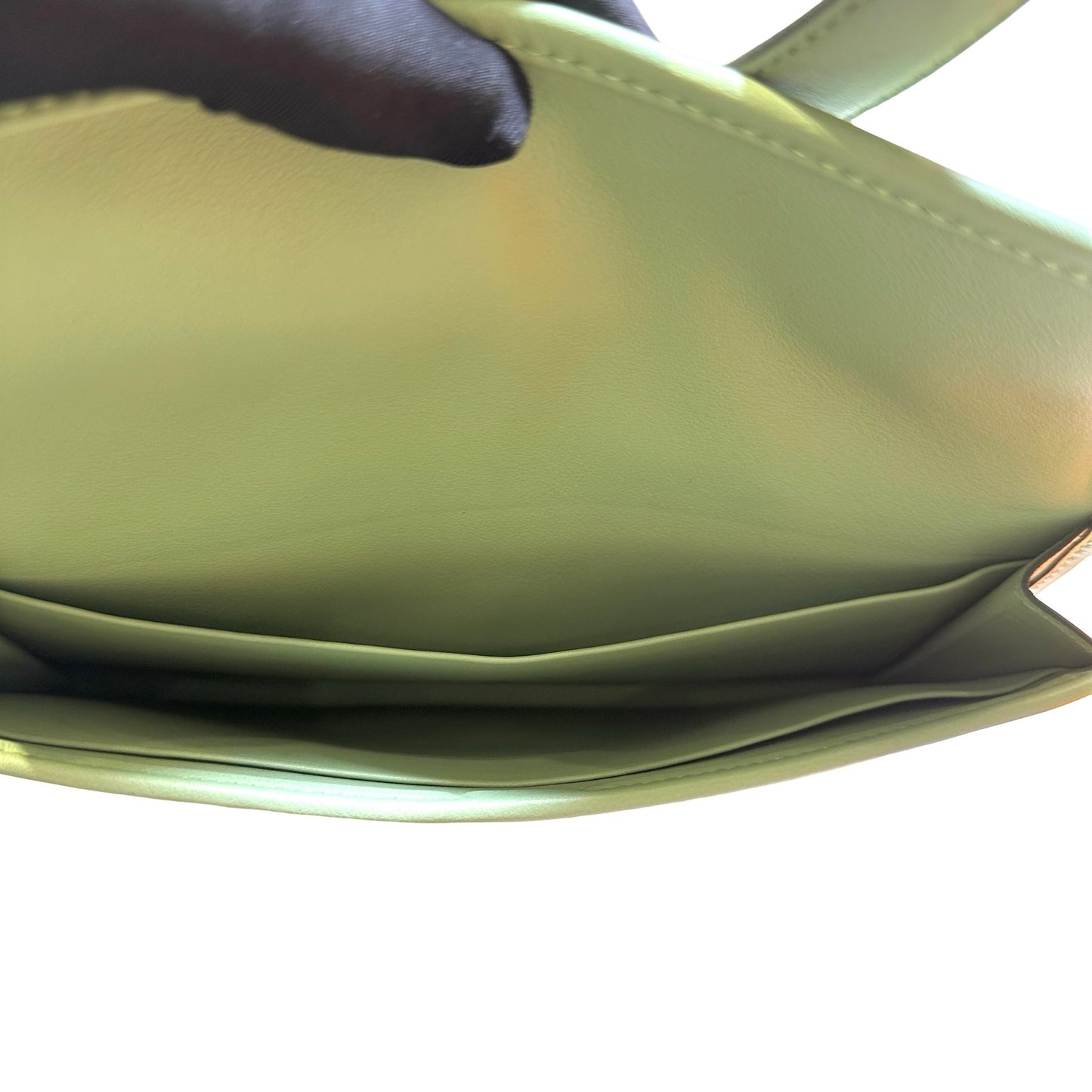Used HERMES Leather Jige Clutch Green