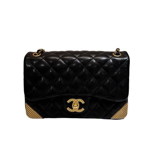Used Chanel Rock The Corner Mini Flap Shoulder Bag Black GHW
