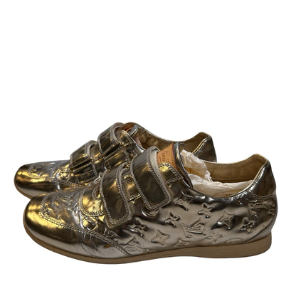 Used LOUIS VUITTON Calfskin Leather Monogram Shoes Gold