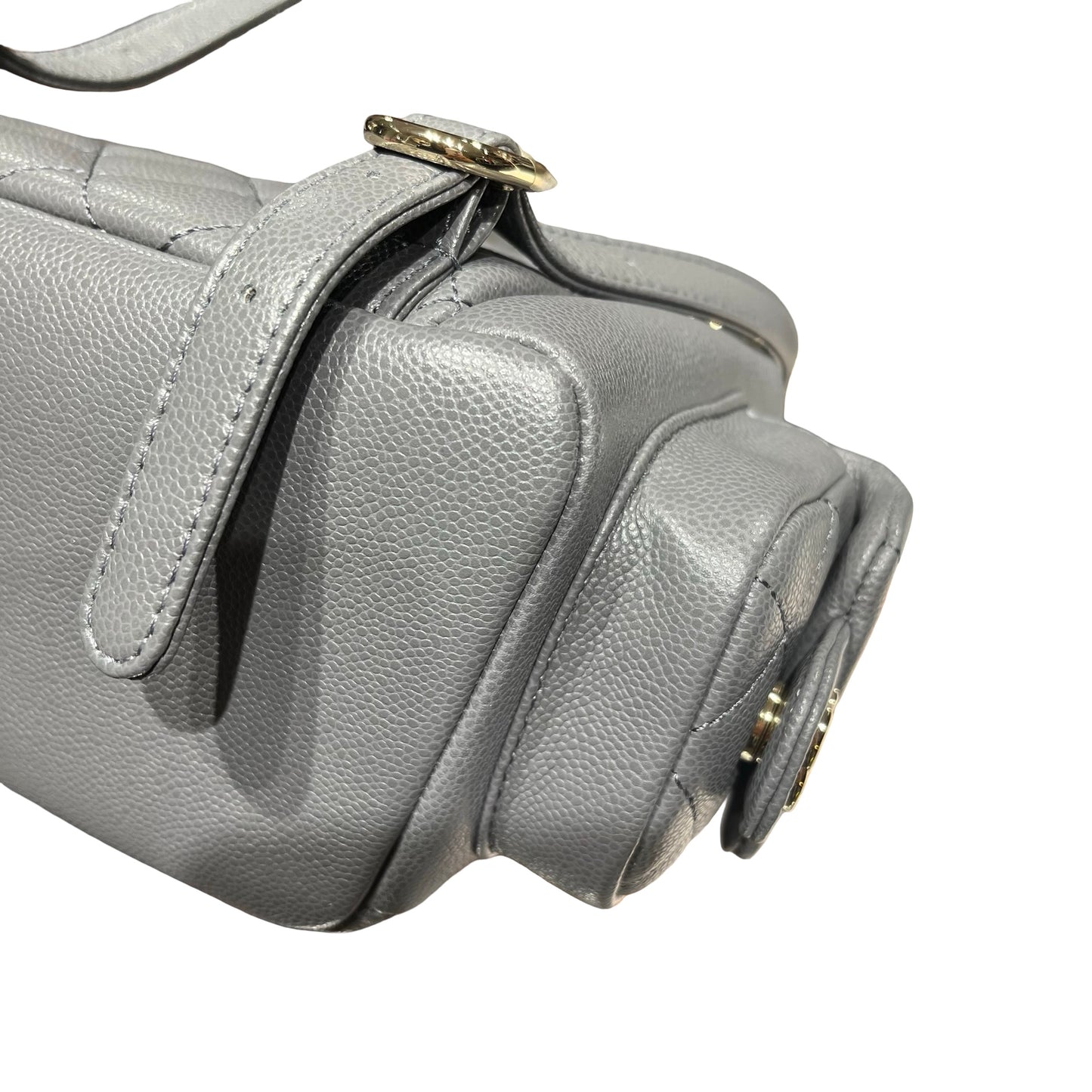 Used CHANEL Caviar Leather Small Duma Backpack Grey GHW