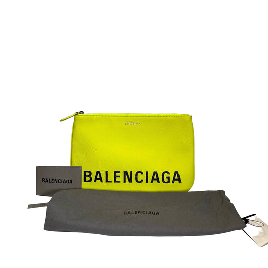 BALENCIAGA Ville Pouch Clutch Neon Yellow
