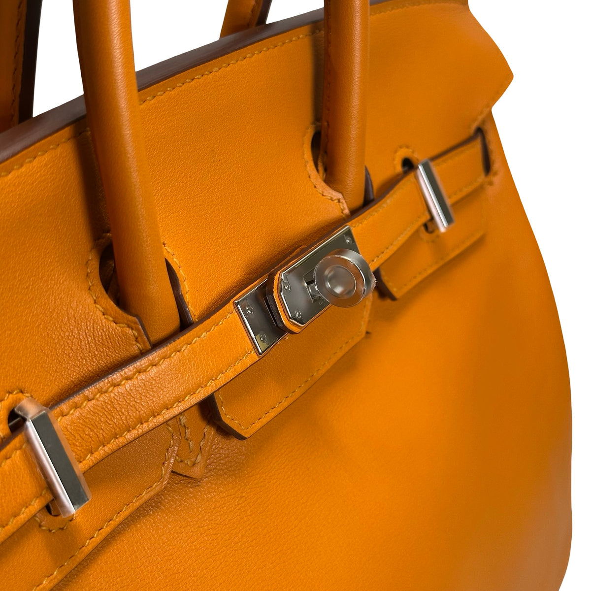 Used HERMES Swift Birkin 25 Handbag Orange PHW