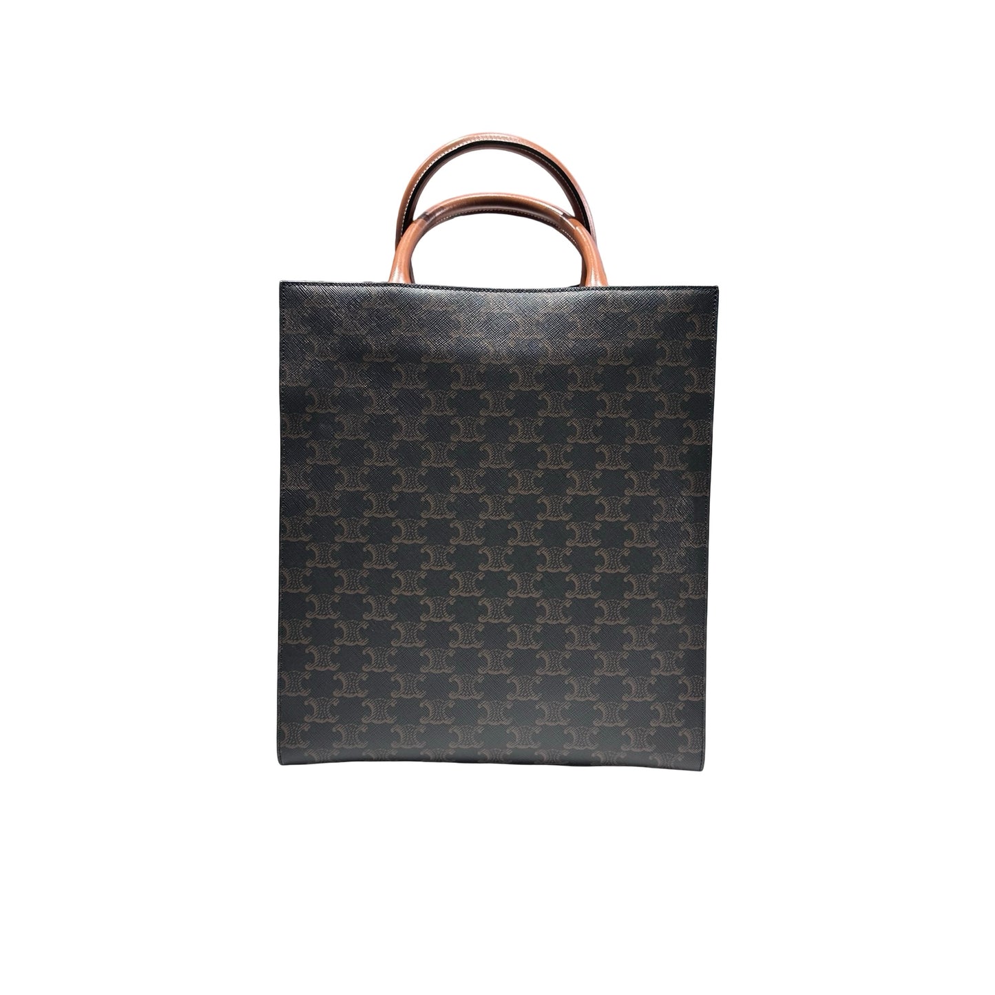 Used CELINE Calfskin Leather Triomphe Cabas Tote Brown
