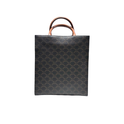 Used CELINE Calfskin Leather Triomphe Cabas Tote Brown