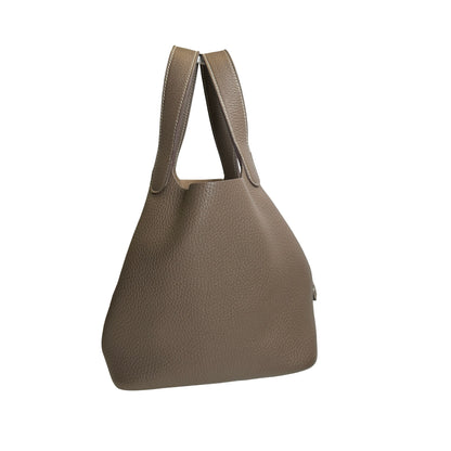 Used HERMES Clemence Picotin Lock Handbag Etain