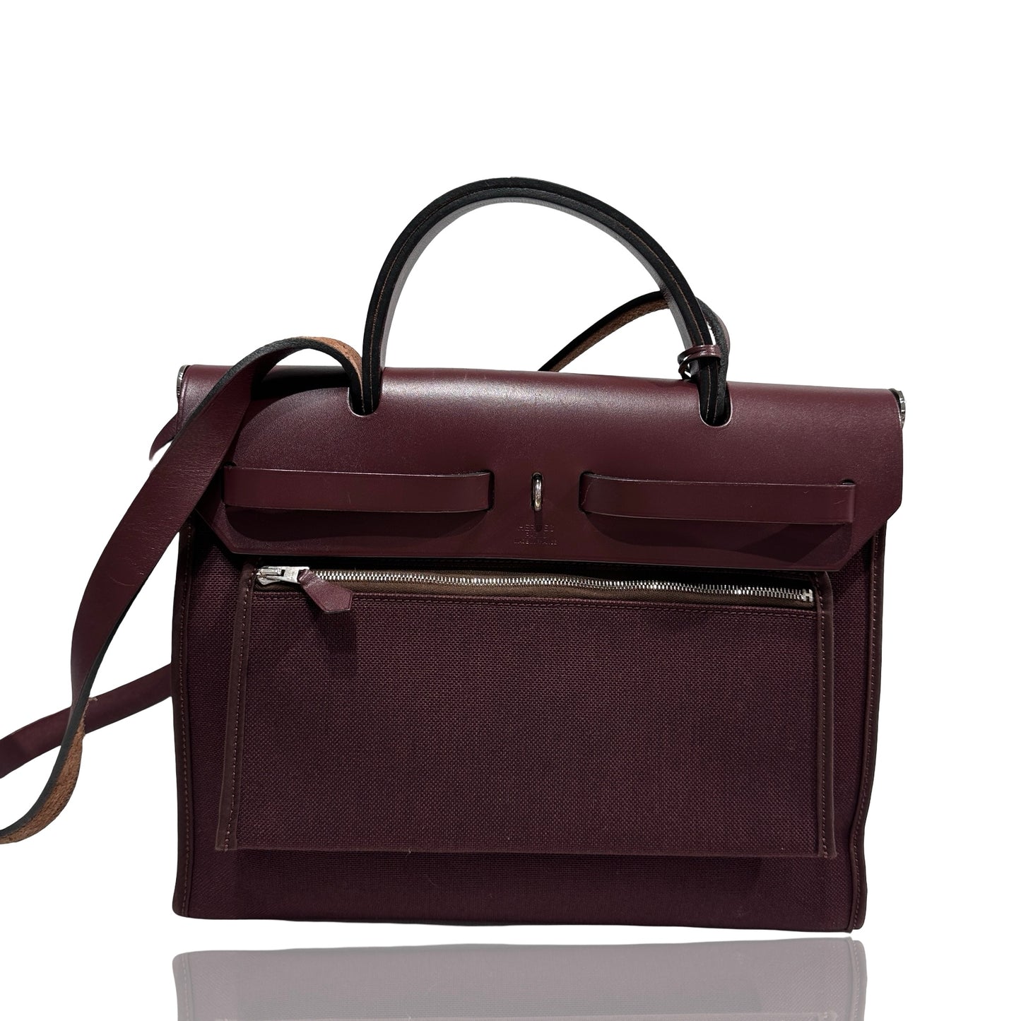 Used HERMÈS Canvas Herbag 31 Shoulder Bag Red PHW