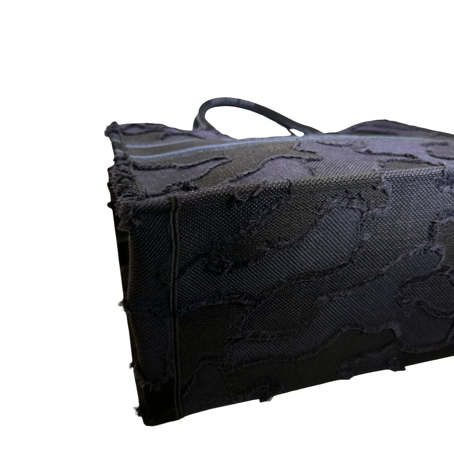 Used DIOR Camouflage Fringed Book Tote Blue Black