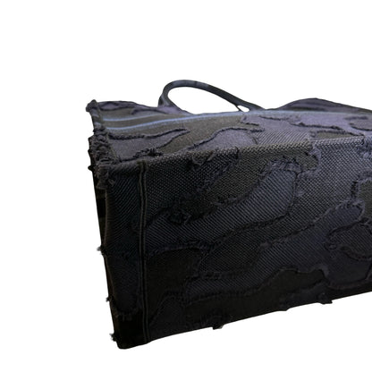 Used DIOR Camouflage Fringed Book Tote Blue Black