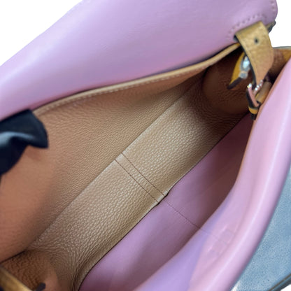 Used HERMÈS Clemence leather Halzan Shoulder Bag Brown Pink PHW