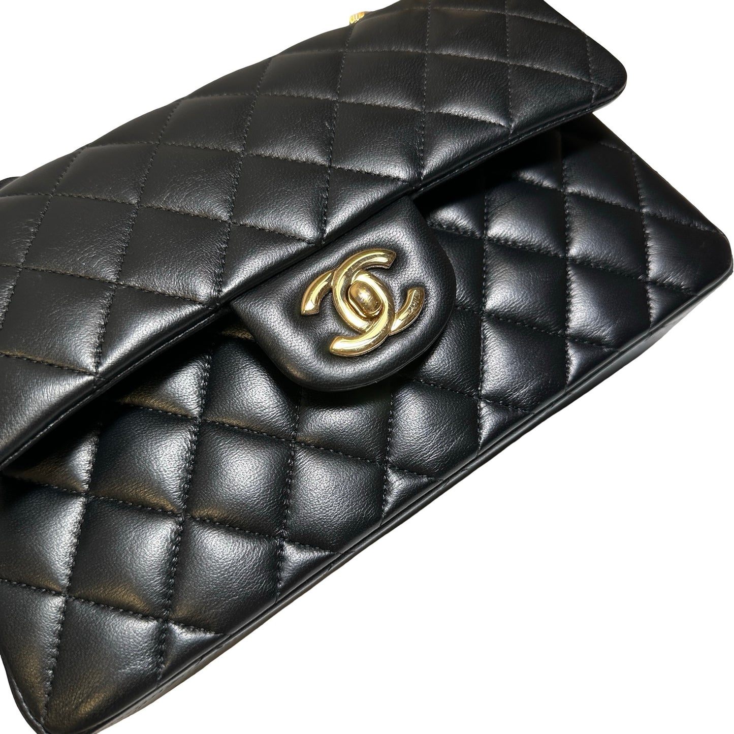 Used Chanel Calfskin Leather CF 23 Shoulder Bag Black GHW
