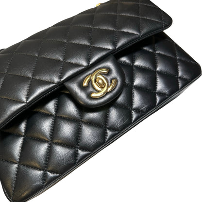 Used Chanel Calfskin Leather CF 23 Shoulder Bag Black GHW