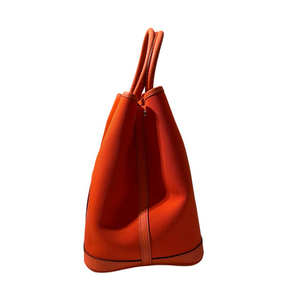 Used HERMÈS Canvas Garden Party 36 Tote Bag Orange (93) PHW