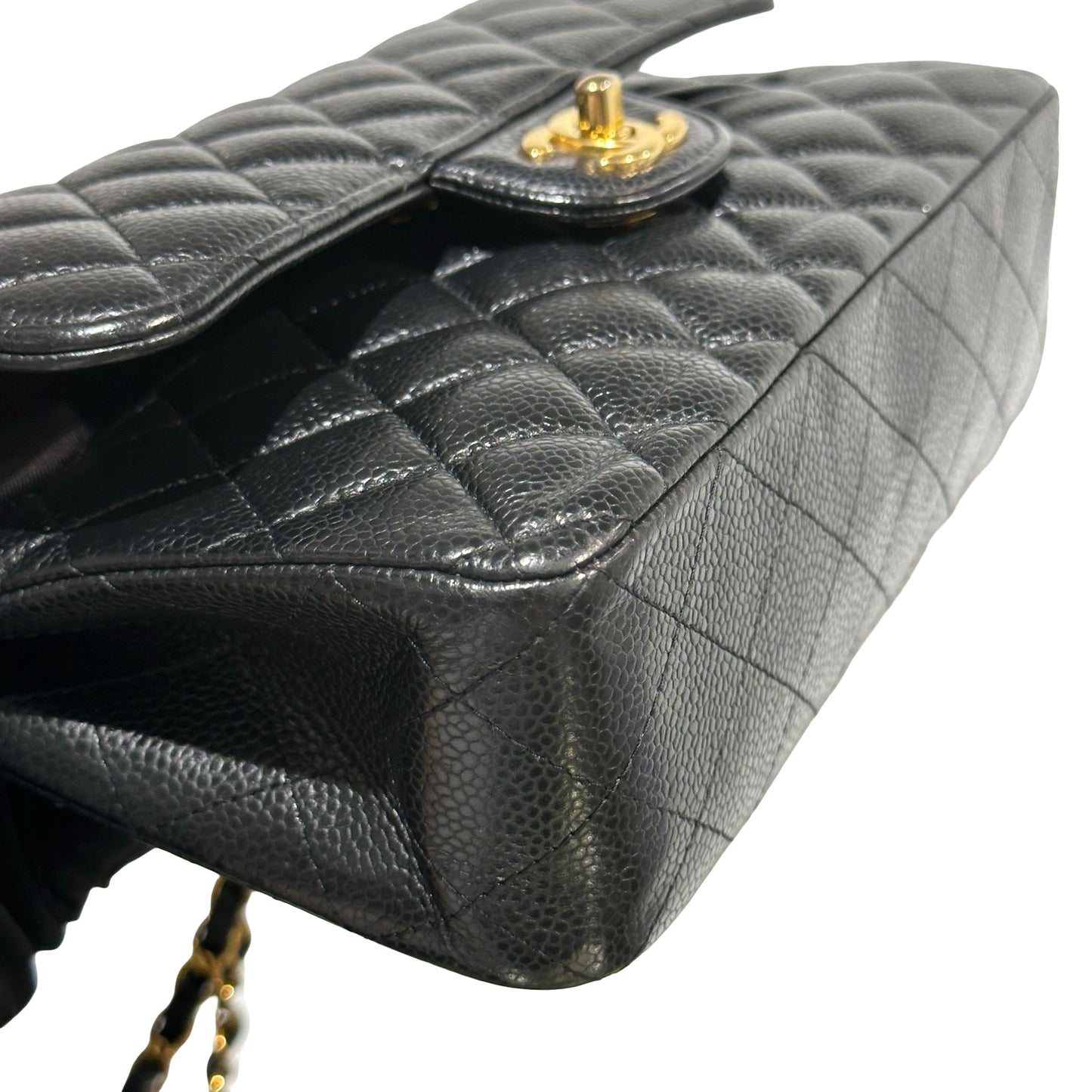 Used CHANEL Caviar Quilted CF23 Chain Shoulder Bag Black Gold