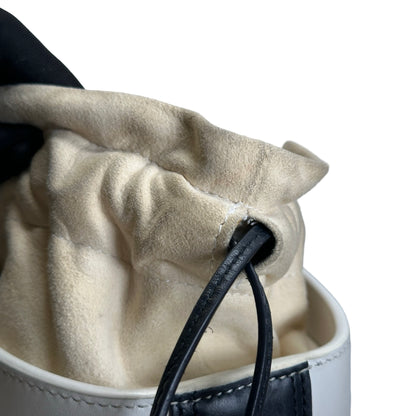 Used DIOR Leather Vibe Bucket Bag White Navy Blue