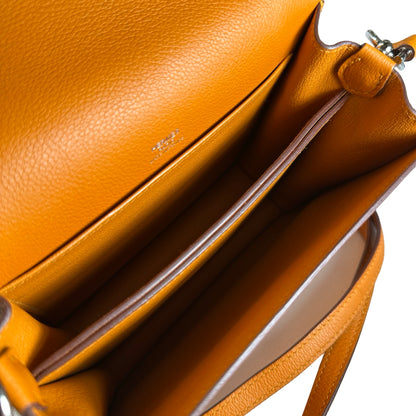 Used HERMES Leather Mini Roulis Crossbody Bag Orange