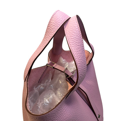 Used HERMES Leather Picotin Bucket Bag Pink