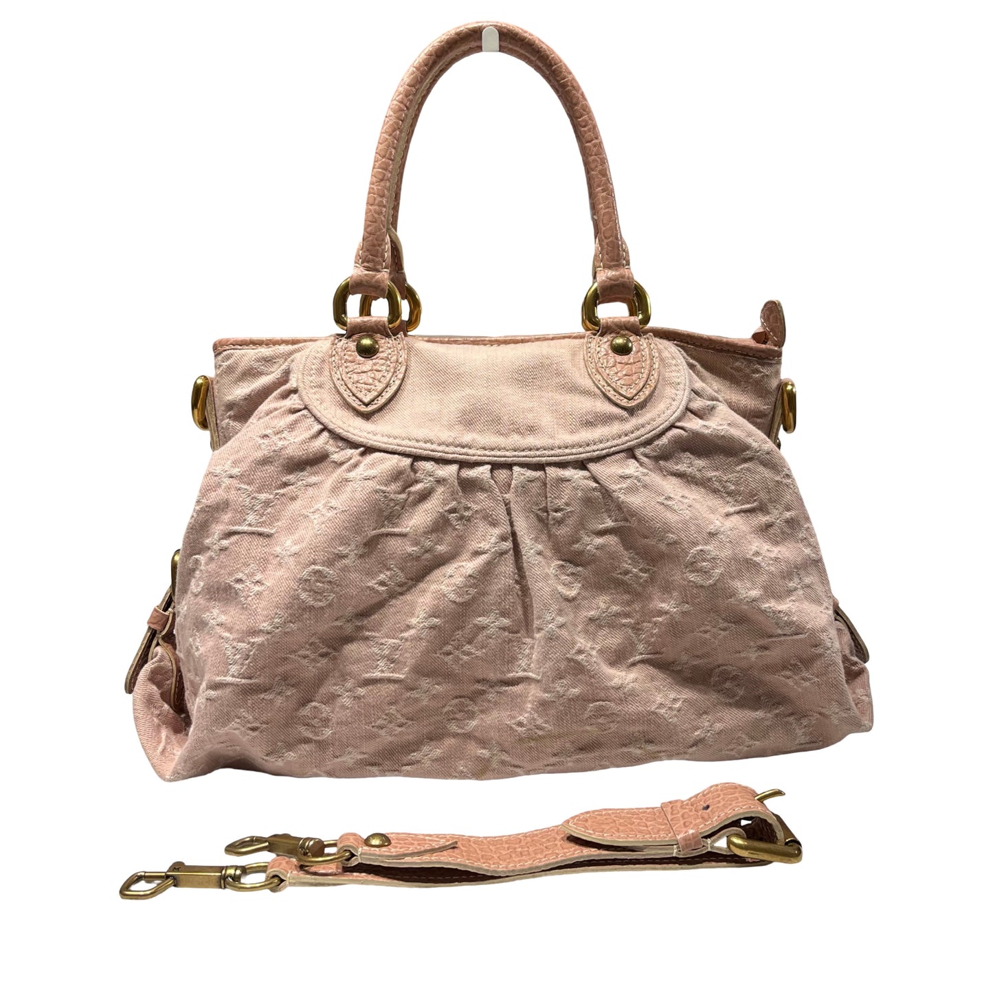 Used LOUIS VUITTON Monogram Denim Denim Pink Tote Bag Pink GHW