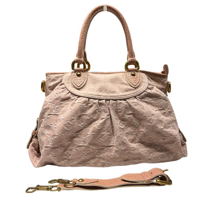 Used LOUIS VUITTON Monogram Denim Denim Pink Tote Bag Pink GHW