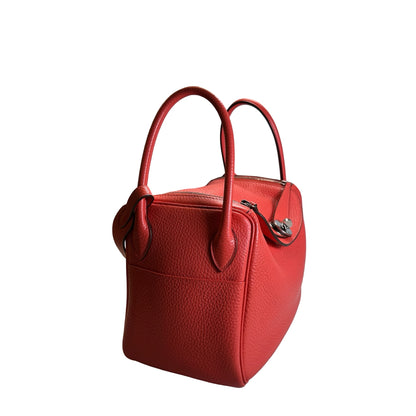 Used HERMES Clemence Lindy Handbag Pink