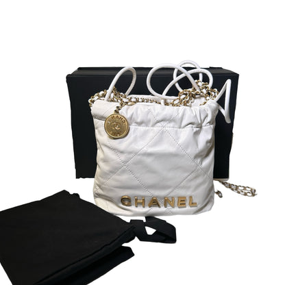 Used Chanel White Chain Shoulder Bag White GHW