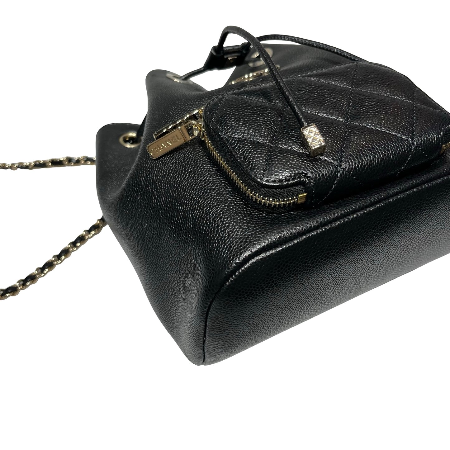 Used CHANEL Calfskin Leather Cross Body Bag Black GHW